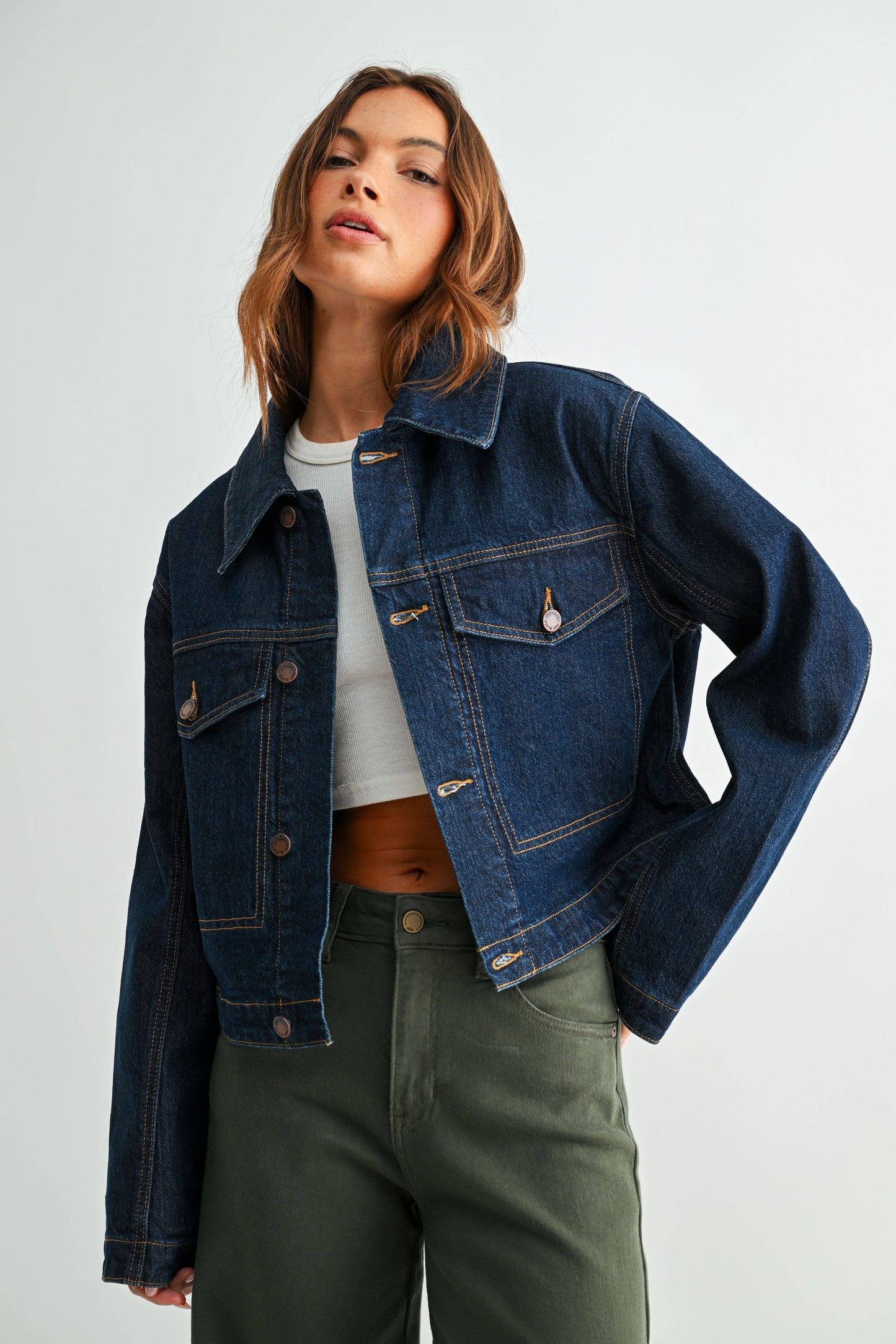 JUST BLACK DENIM - JB Collection Fur Collar Jacket - DARK DENIM - BA622J