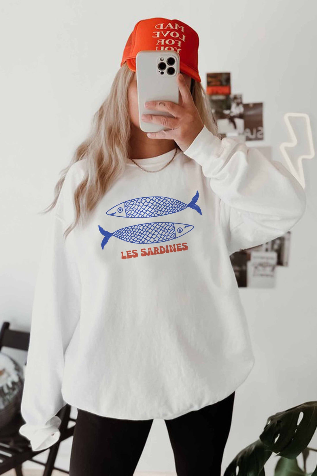 Less Sardines Oversized Graphic Sweatshirt