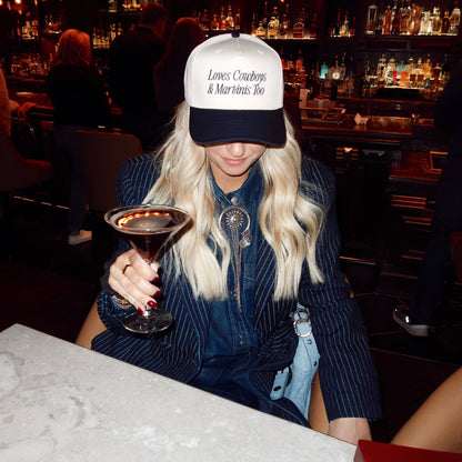 Loves Cowboys &amp; Martinis Too Embroidered Hat- Trendy Hat