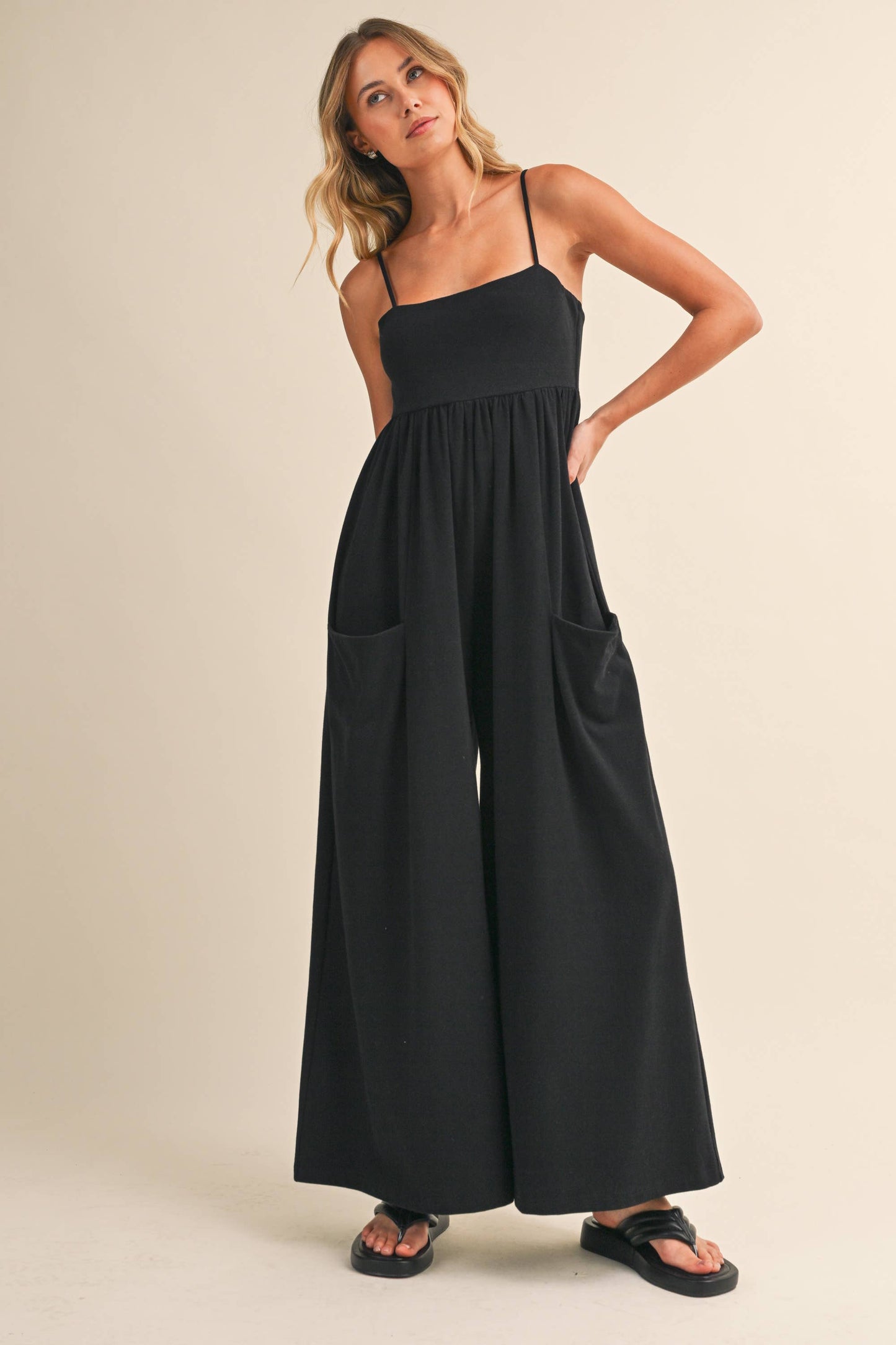 Klesis -STRAPPY EMPIRE-WAIST WIDE-LEG JUMPSUIT