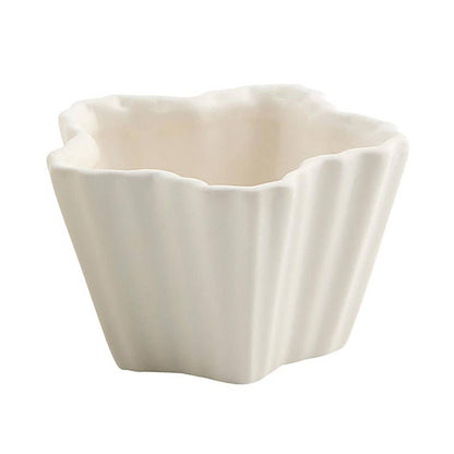 White Crimped Ceramic Bowls