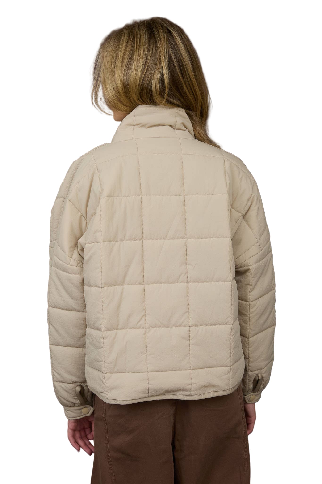 Blu Pepper - Quilted Square Zip-Up Puffer Jacket