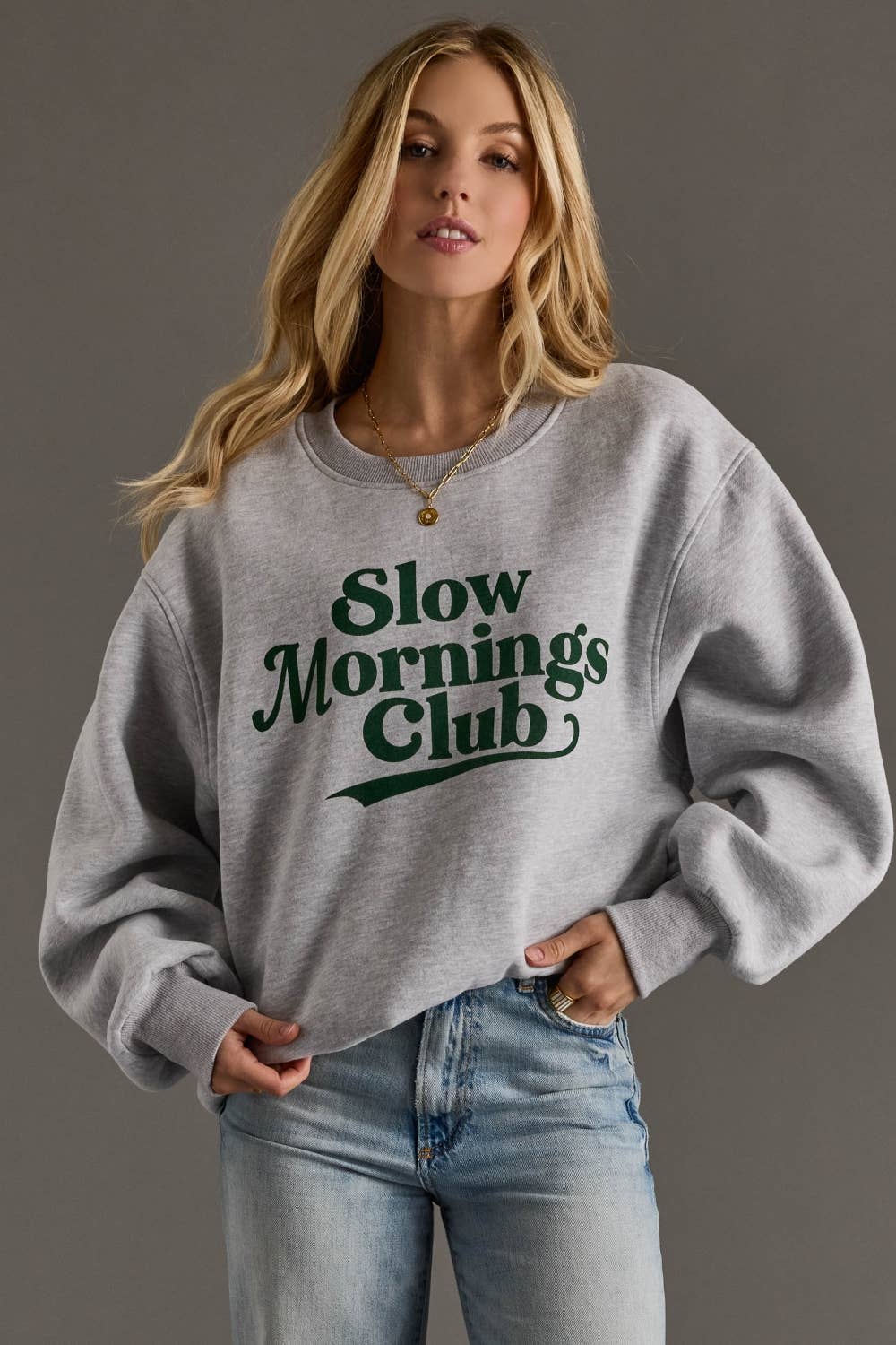 Panache Apparel Co. - Gray Slow Mornings Club Sweatshirt
