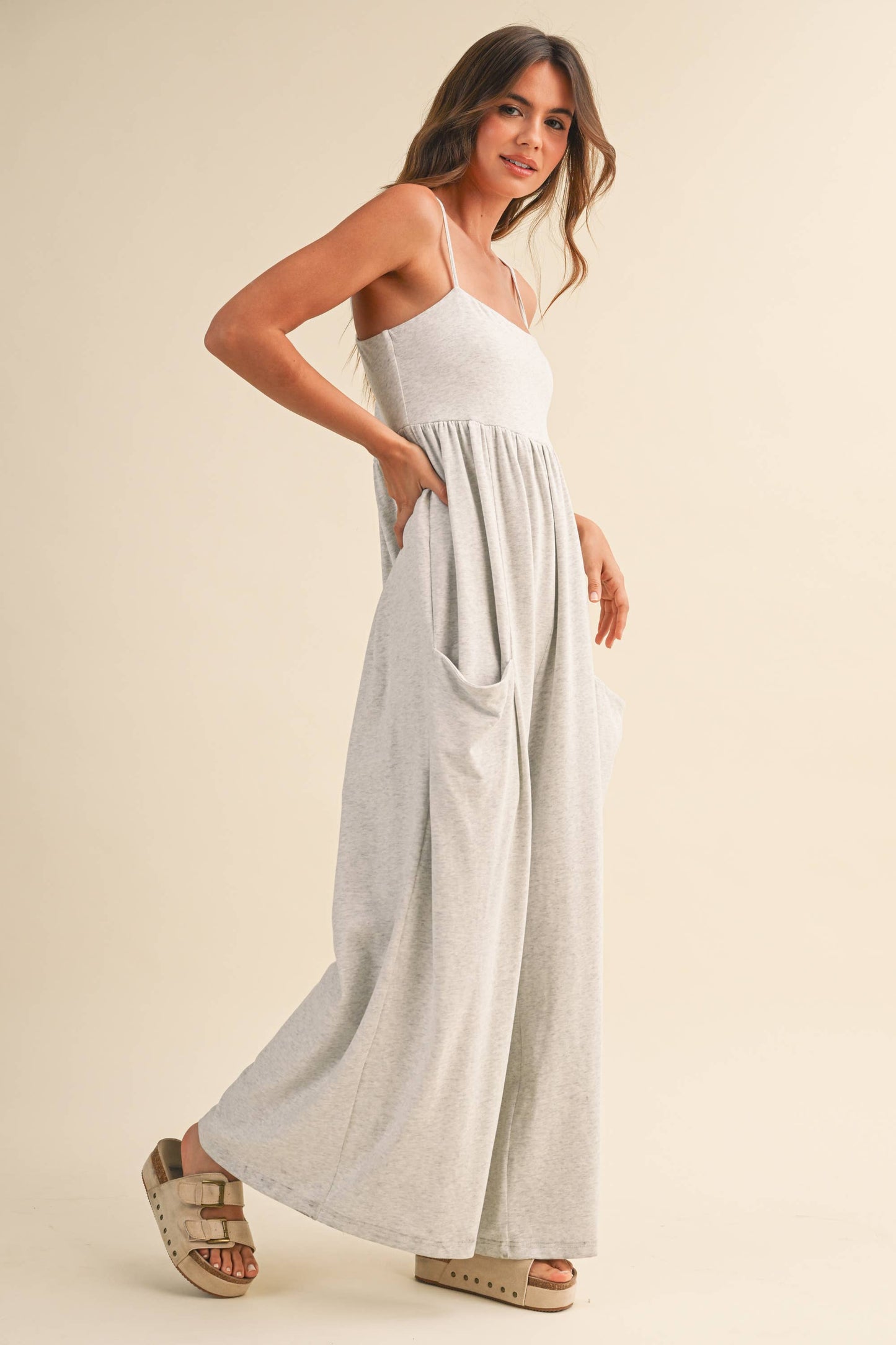 Klesis -STRAPPY EMPIRE-WAIST WIDE-LEG JUMPSUIT
