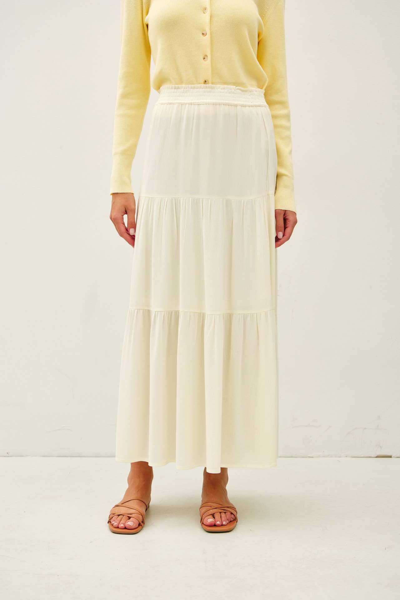 Be Cool - SMOCKED WAIST TIERED MAXI SKIRT