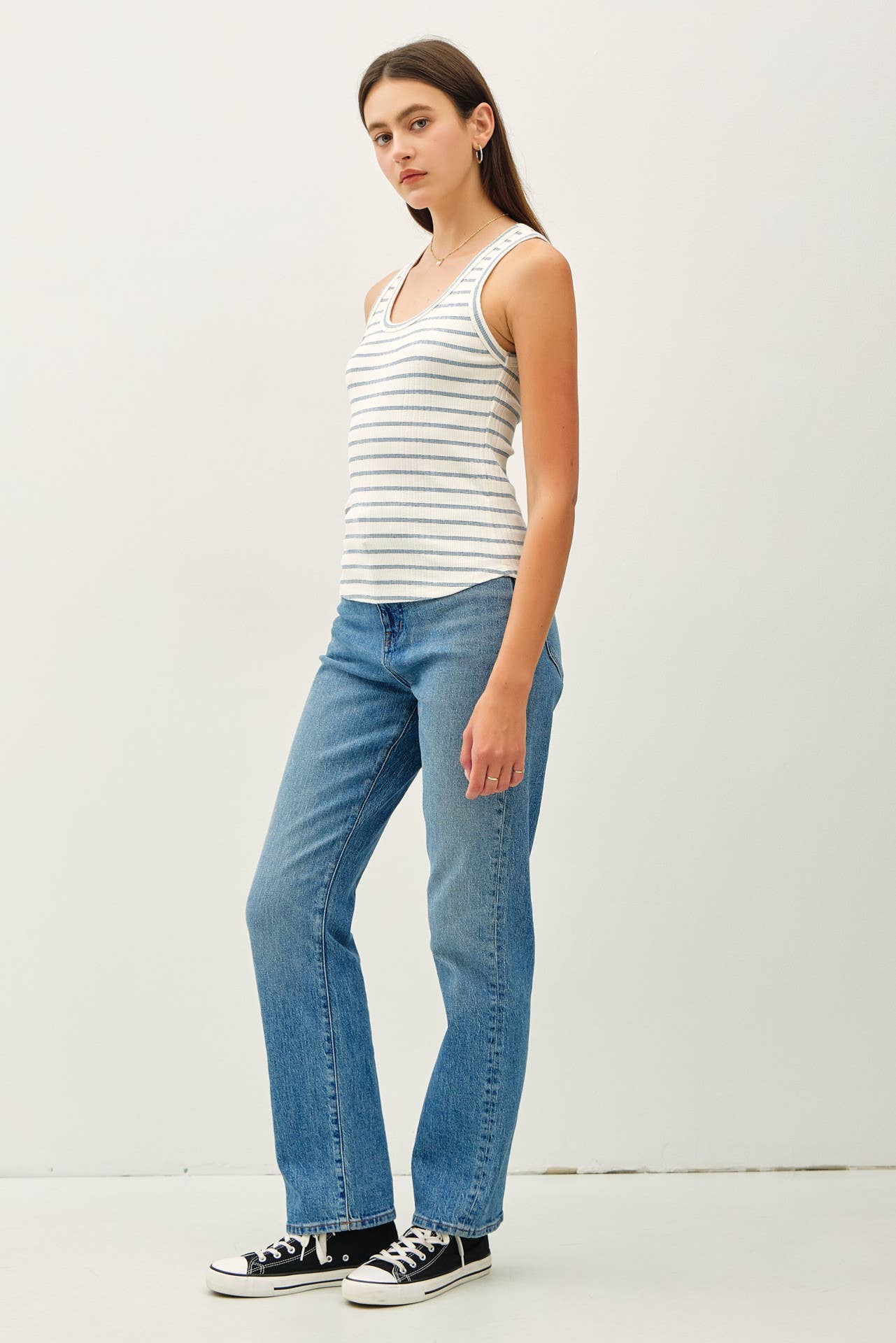 Be Cool - STRIPED RIBBED TANK TOP