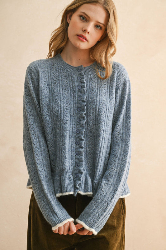 MIOU MUSE - Ruffled Detail Cardigan