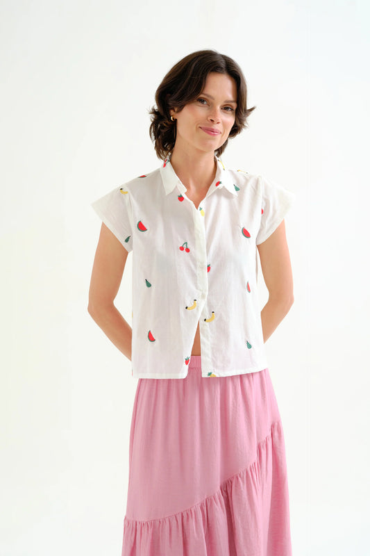 Compania Fantastico Embroidered All Over Print Fruit Shirt