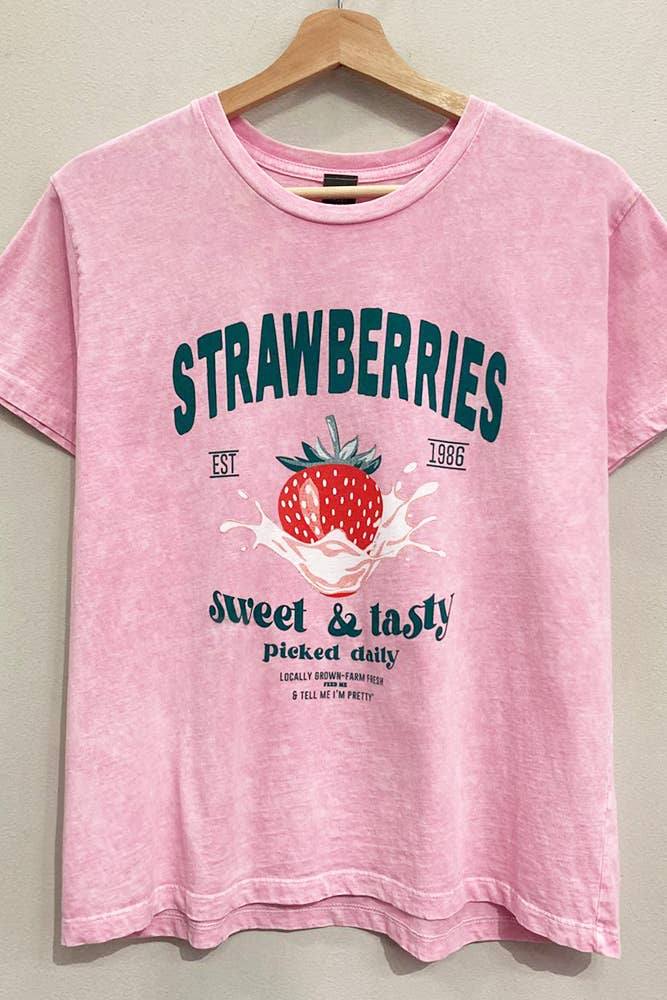 Sweet Claire - Strawberries Lt. Pink Mineral T-Shirt