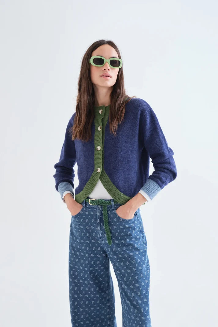 Compania Fantastică Two Tone Knit Cardigan