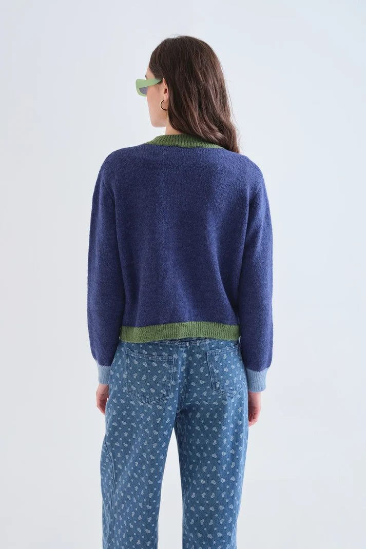 Compania Fantastică Two Tone Knit Cardigan