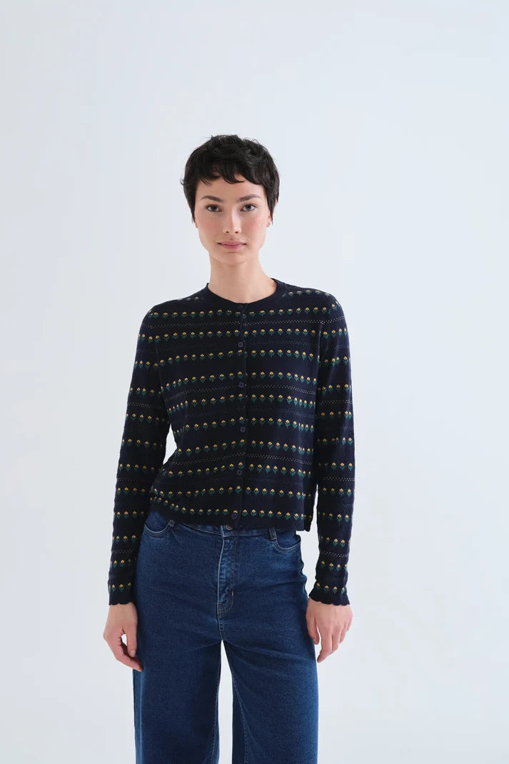 Compania Fantastică Cardigan with Embroidered Flowers