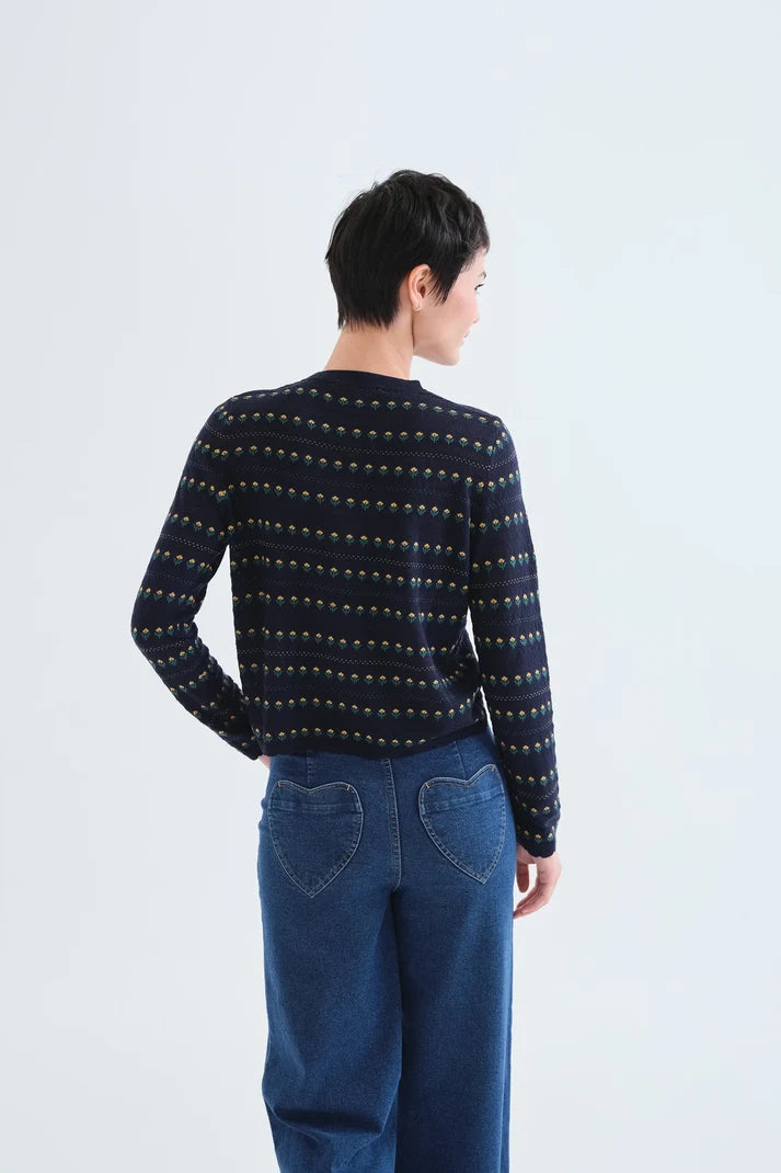 Compania Fantastică Cardigan with Embroidered Flowers