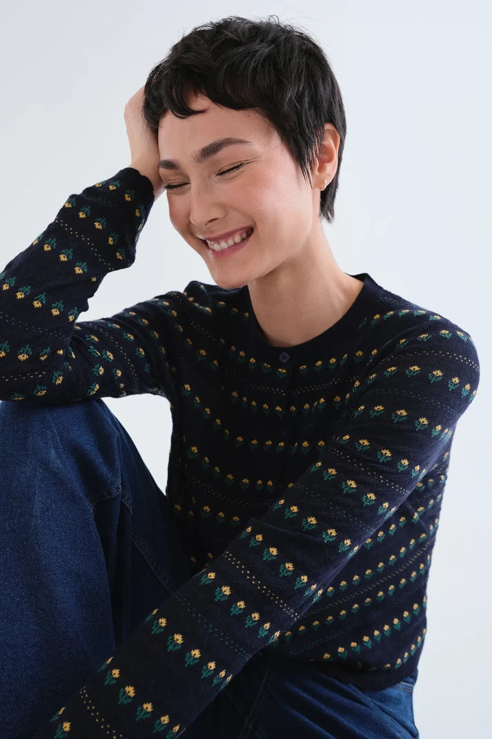 Compania Fantastică Cardigan with Embroidered Flowers