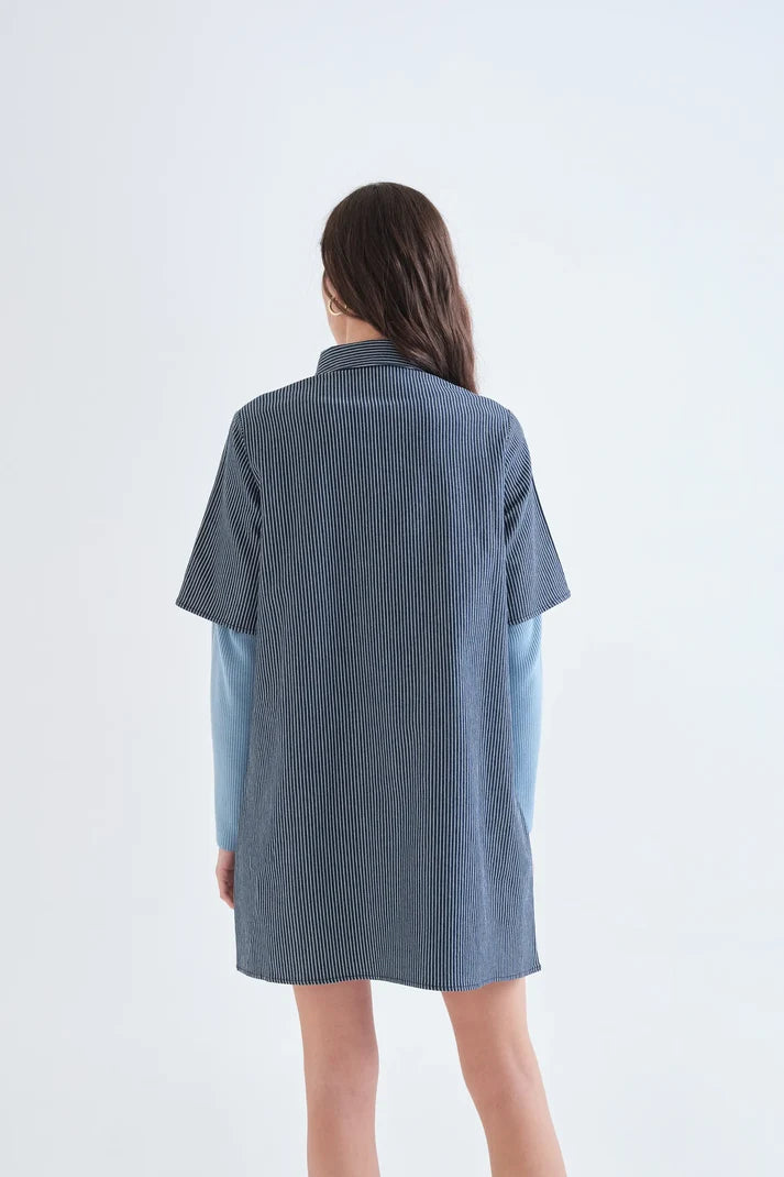 Compania Fantastică Short Striped Denim Dress