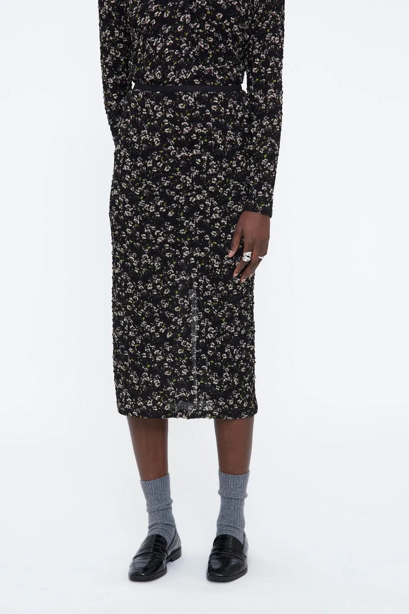 Wild Pony Midi Skirt with Bright Green Floral Print