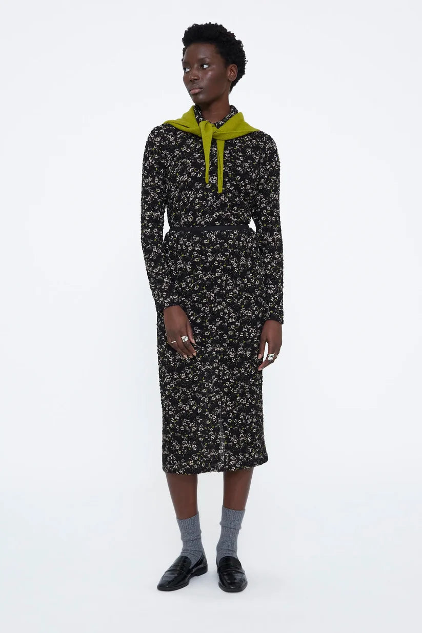 Wild Pony Midi Skirt with Bright Green Floral Print