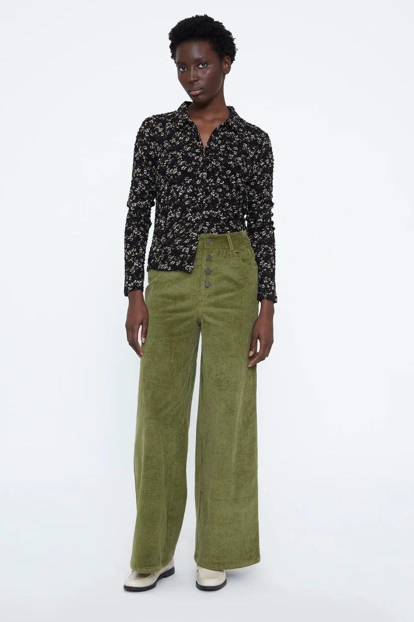 Wild Pony Bright Green Floral Print Shirt
