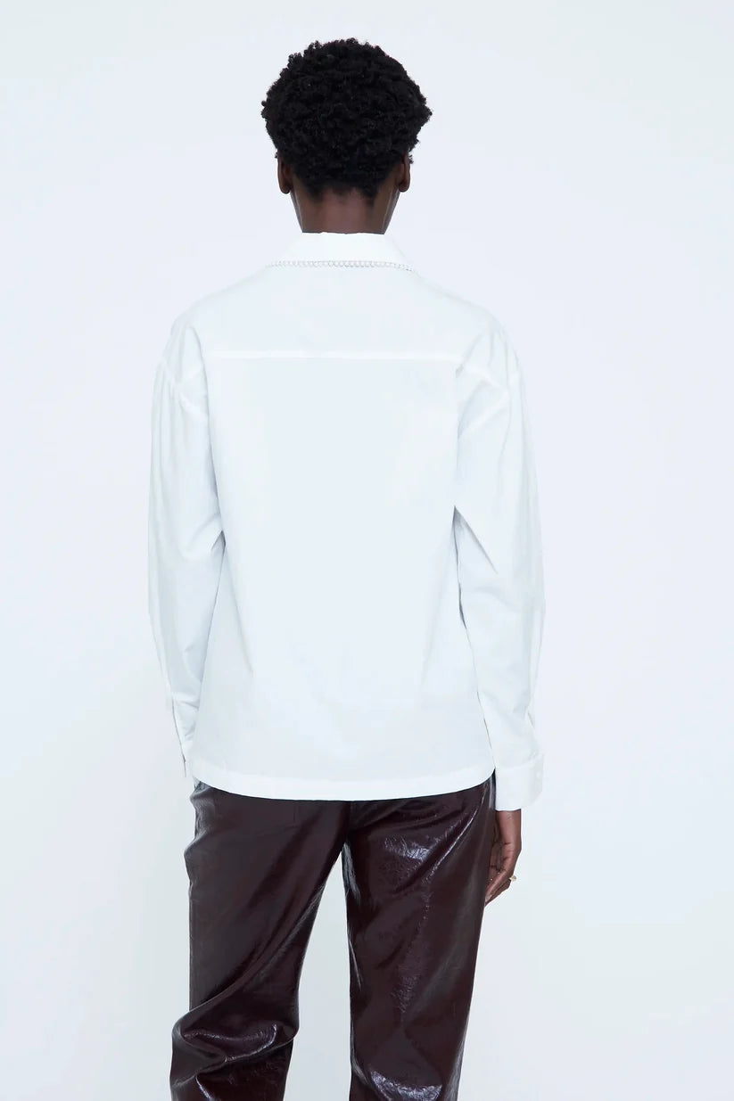Wild Pony White Long Sleeve Shirt With Pearl Detail