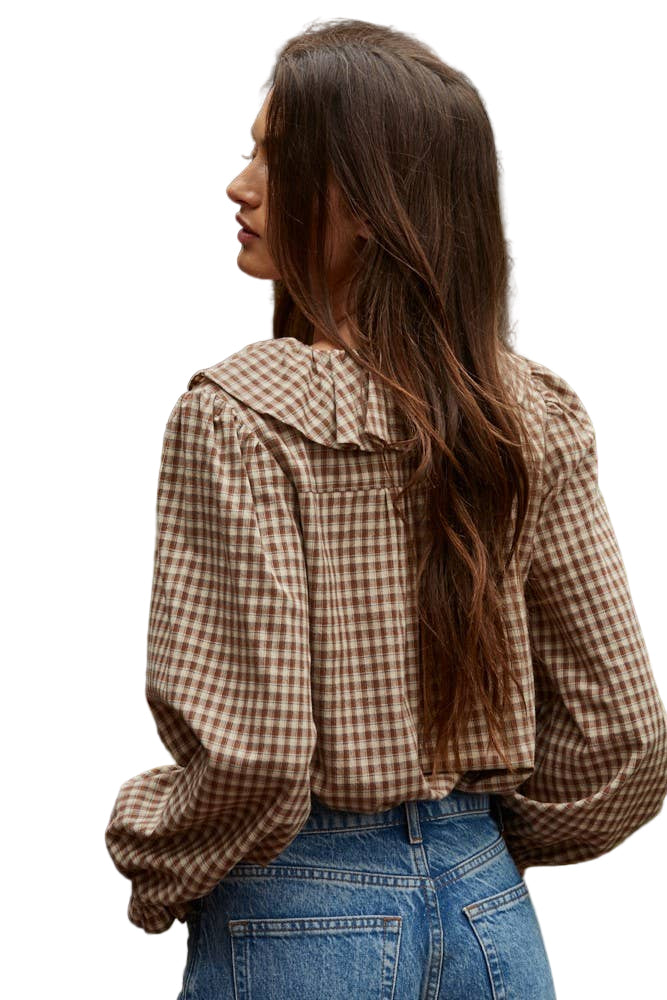 By Together - Gingham Ruffled Blouse
