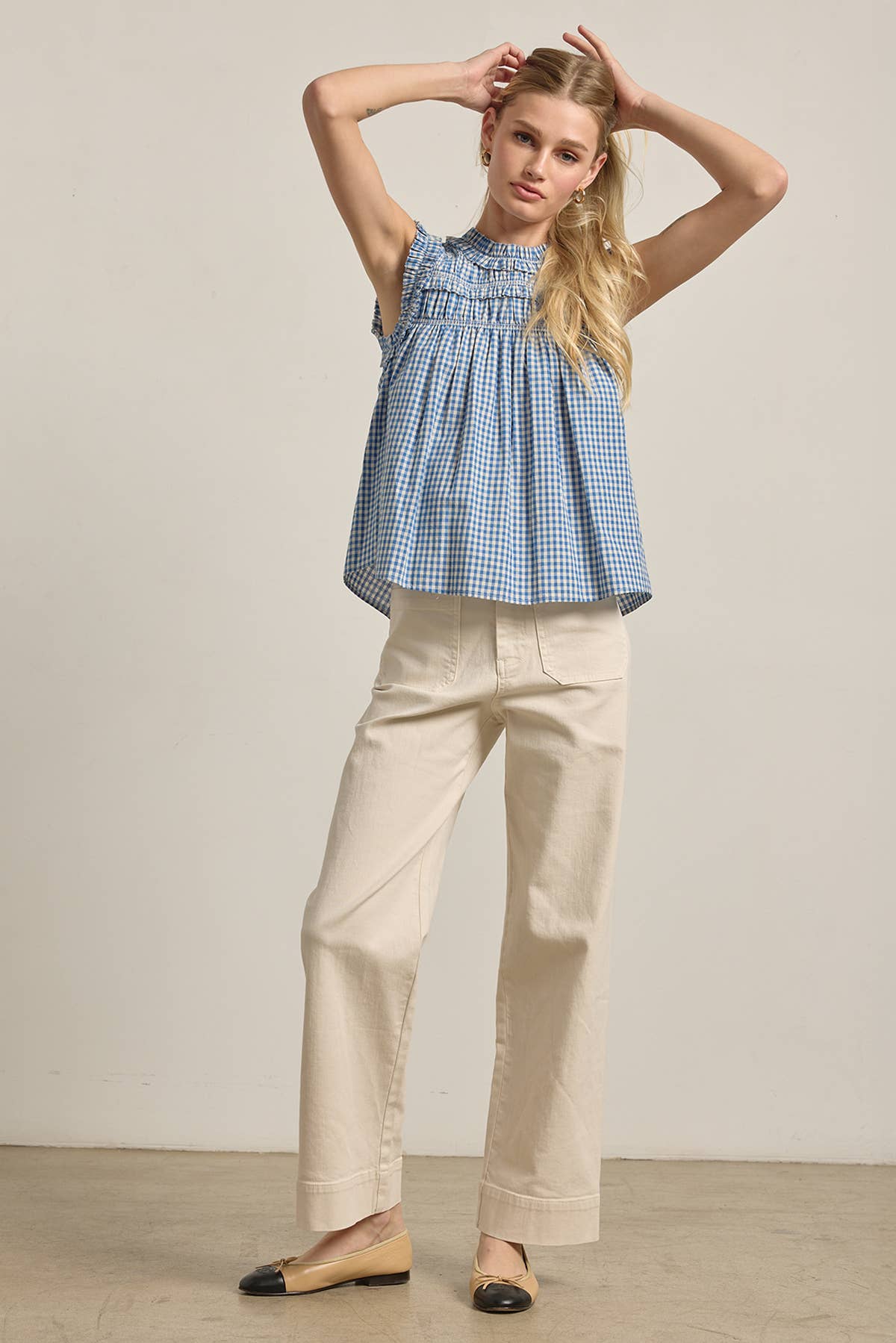 RAISONNEL - GINGHAM RUFFLE BLOUSE
