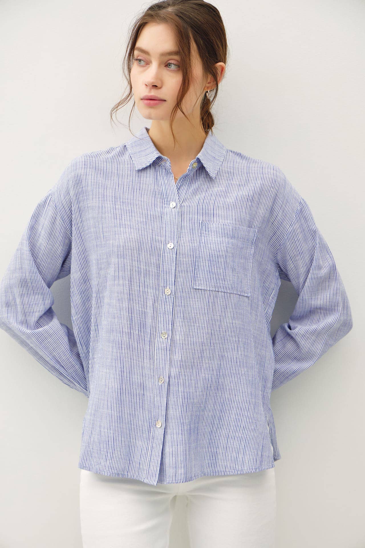 Be Cool - PINSTRIPE BUTTON DOWN SHIRT