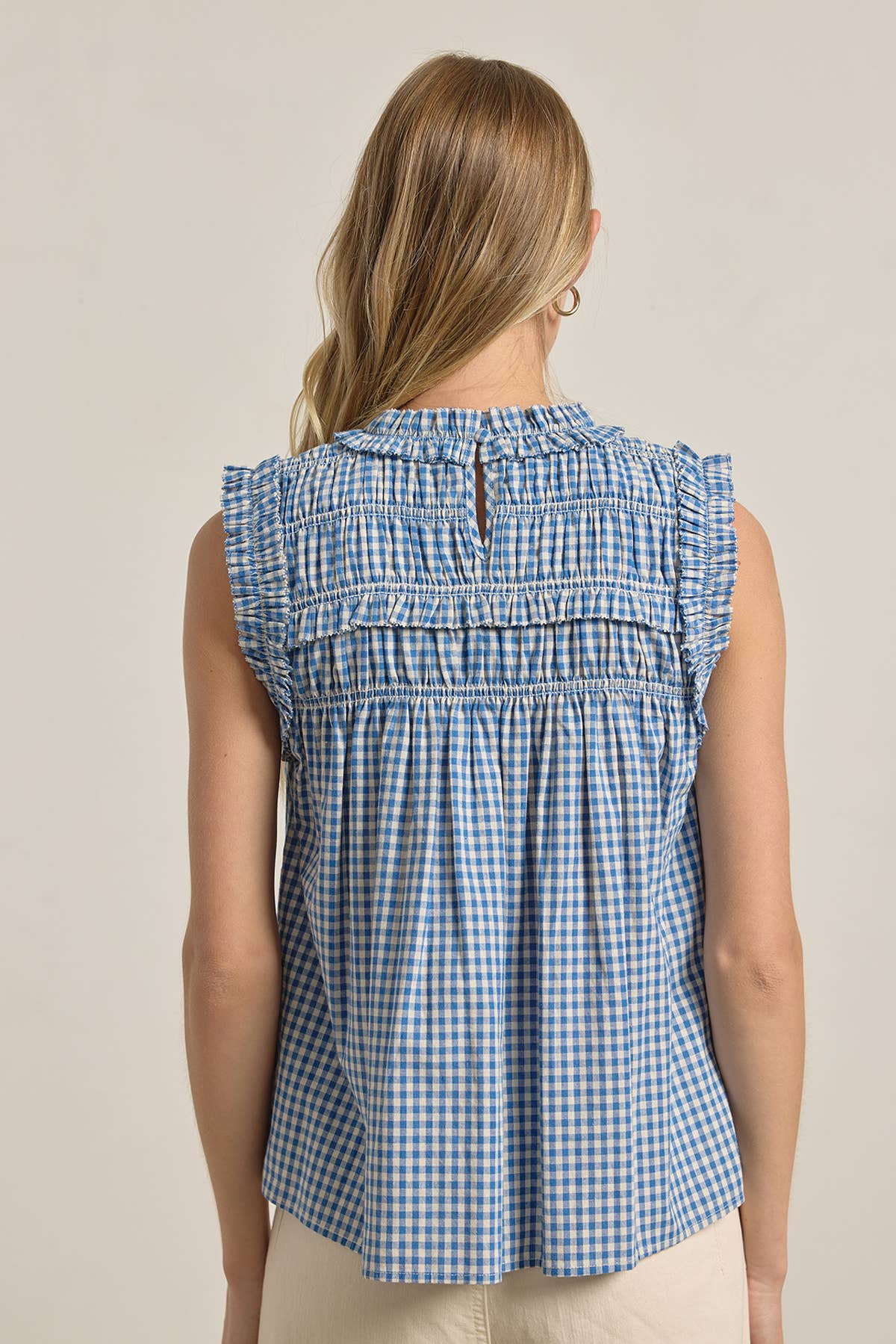 RAISONNEL - GINGHAM RUFFLE BLOUSE