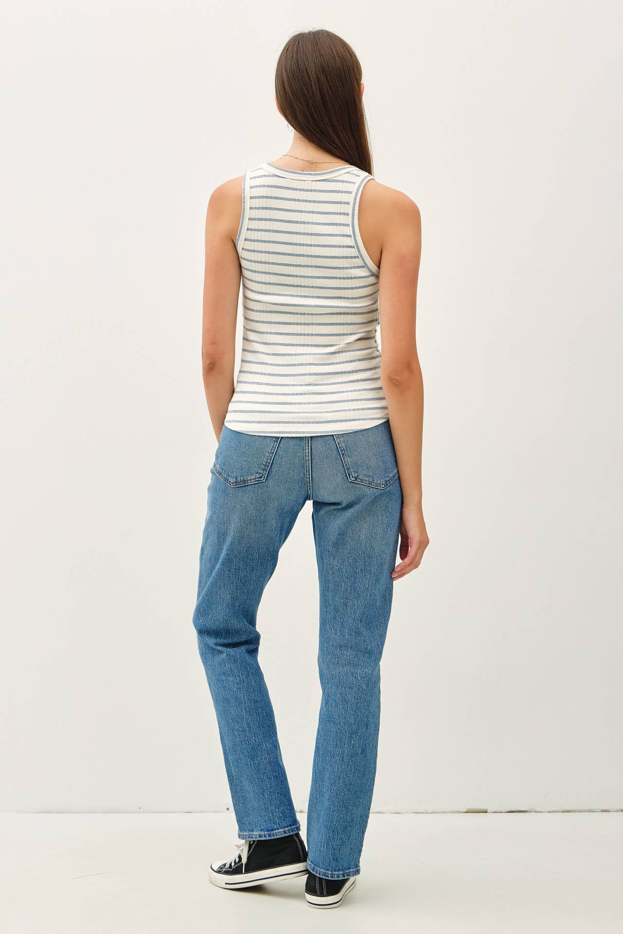 Be Cool - STRIPED RIBBED TANK TOP
