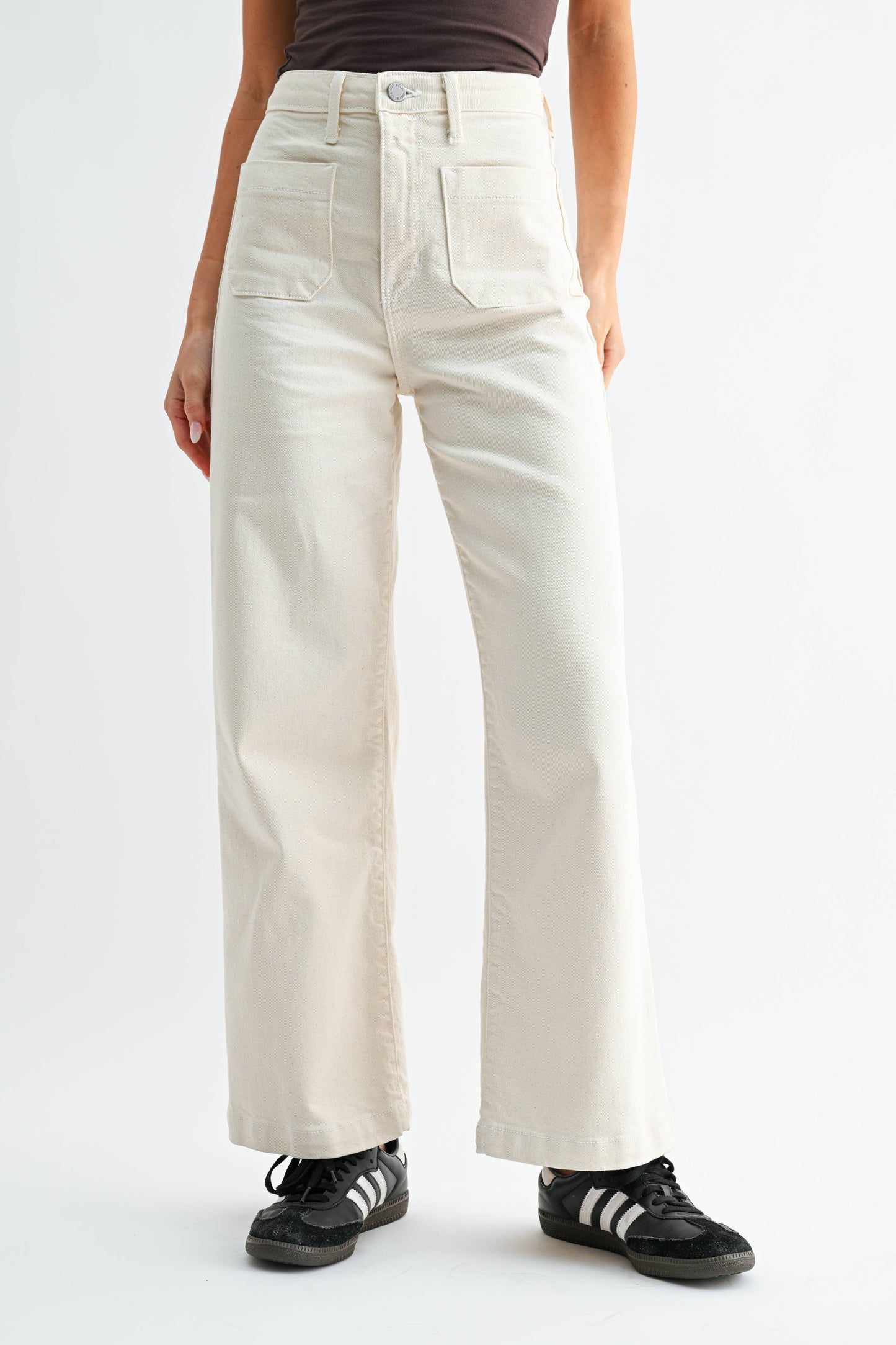 JUST BLACK DENIM Cream Patch Pocket Wide Leg