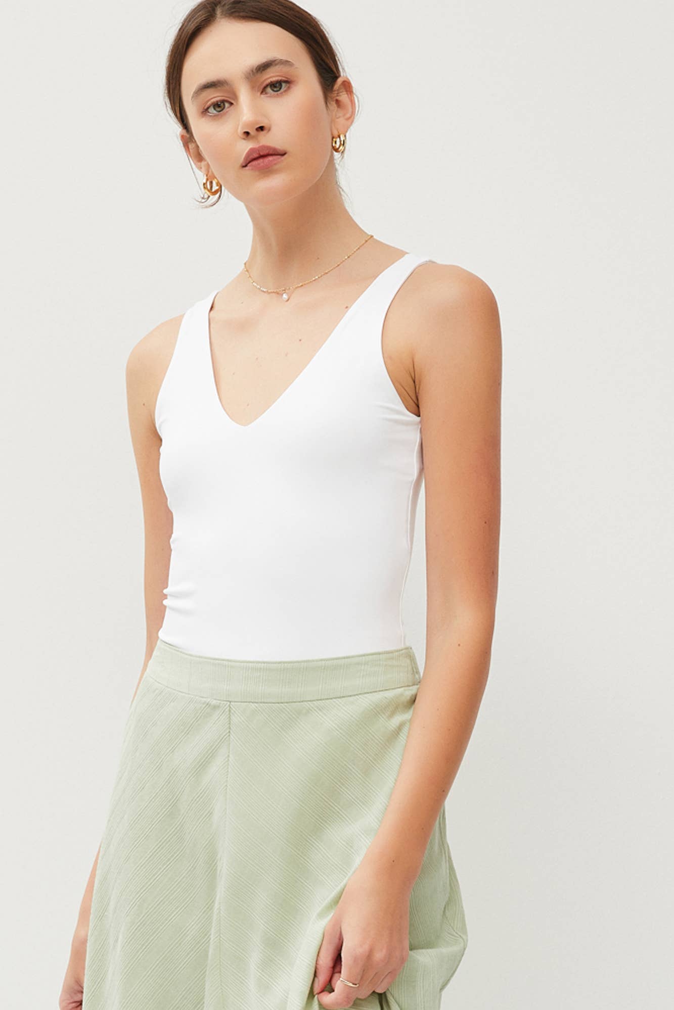 Be Cool - [SILKY MATTE] BASIC V-NECKLINE TANK BODYSUIT