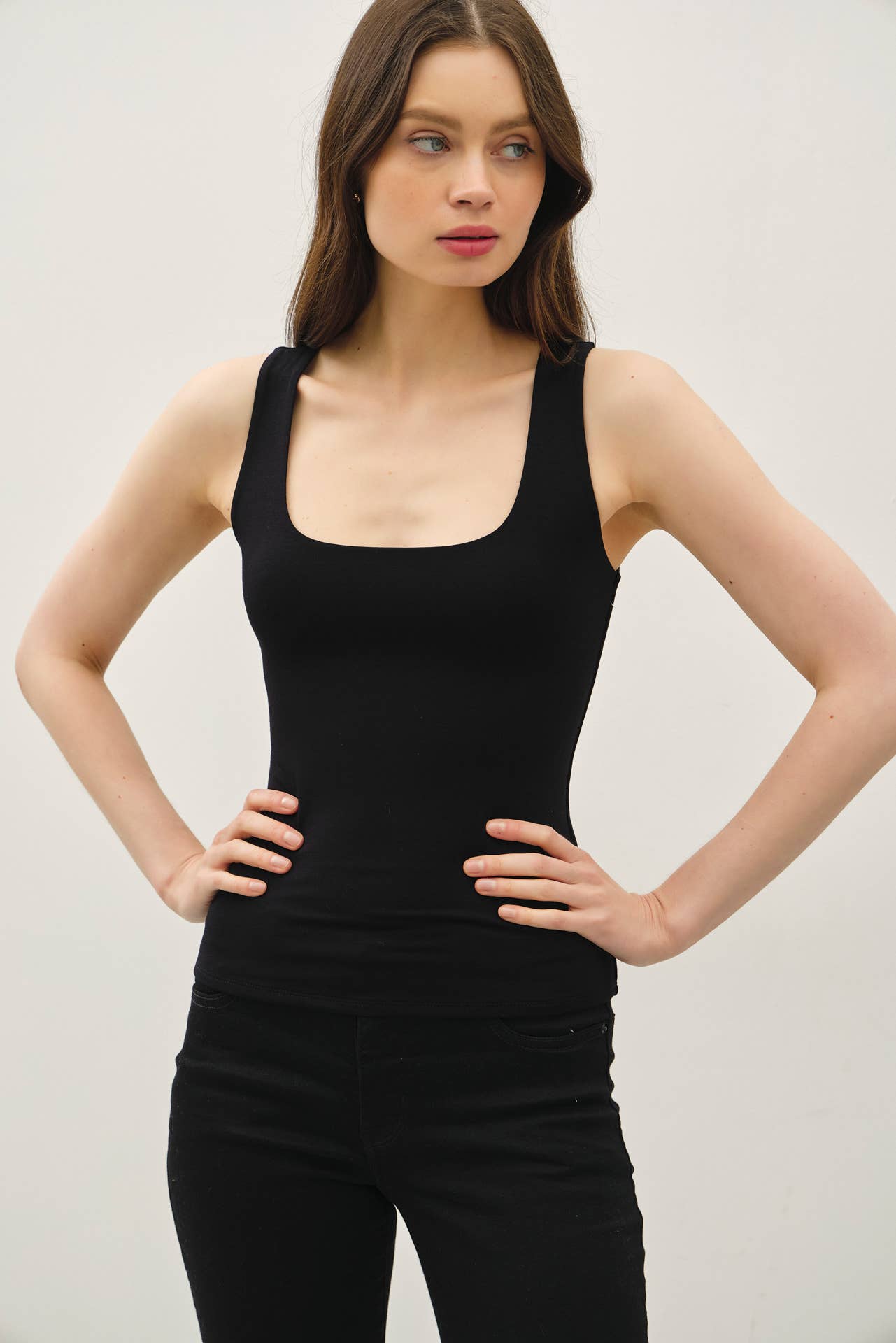 Be Cool - DOUBLE LINED BASIC SQUARE NECK TANK