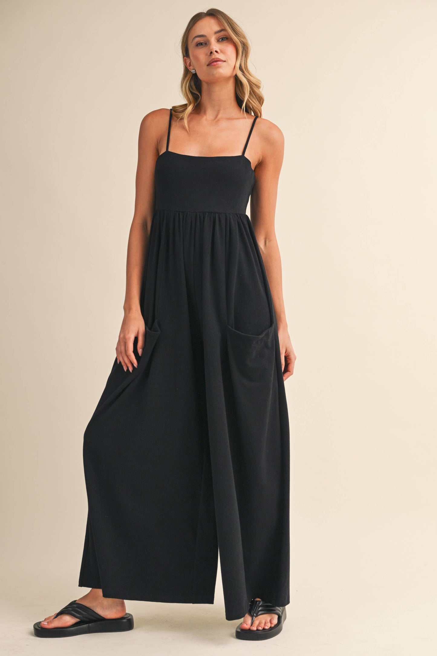 Klesis -STRAPPY EMPIRE-WAIST WIDE-LEG JUMPSUIT