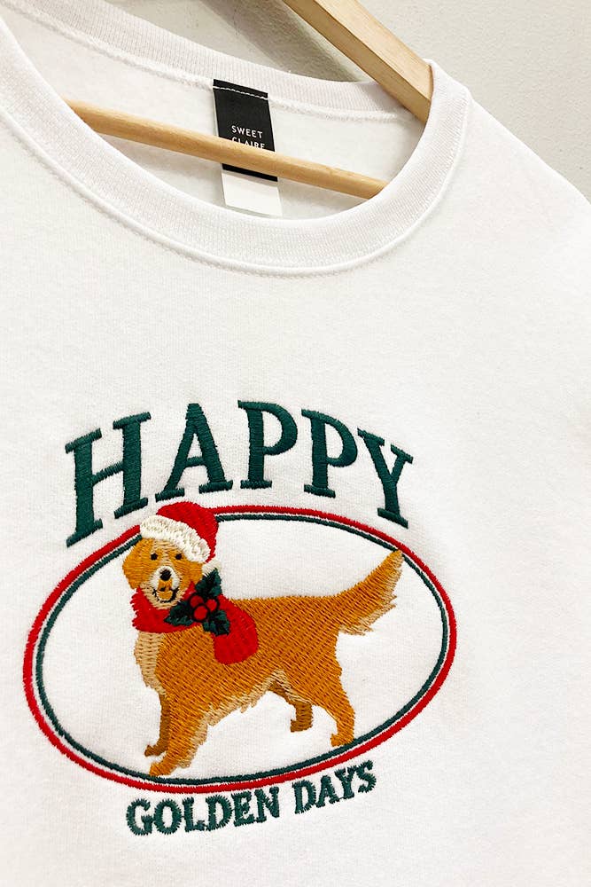 Sweet Claire - Golden Days Embroidered Holiday Sweatshirt