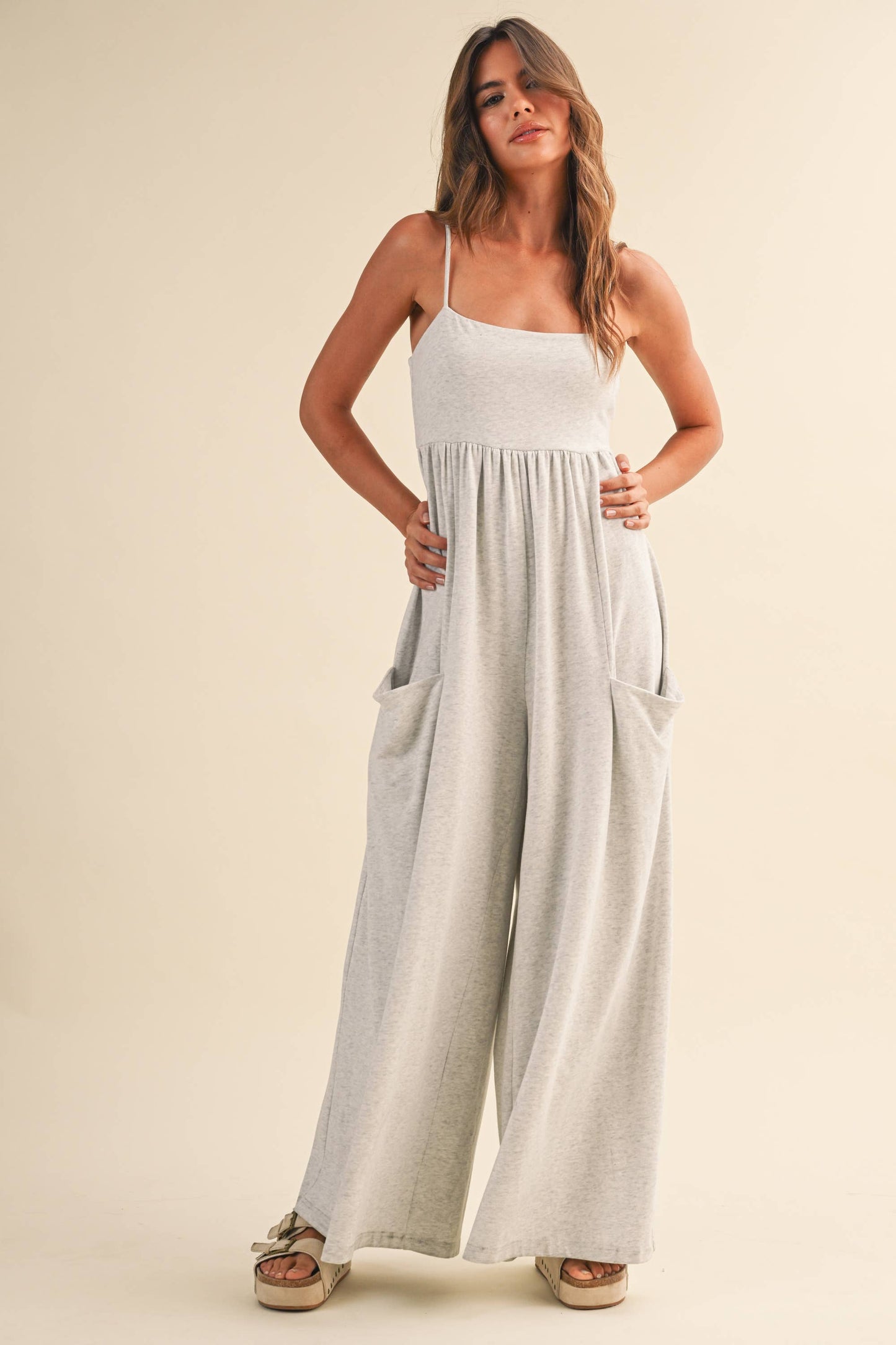 Klesis -STRAPPY EMPIRE-WAIST WIDE-LEG JUMPSUIT