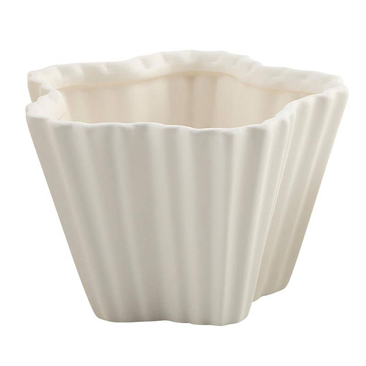 White Crimped Ceramic Bowls