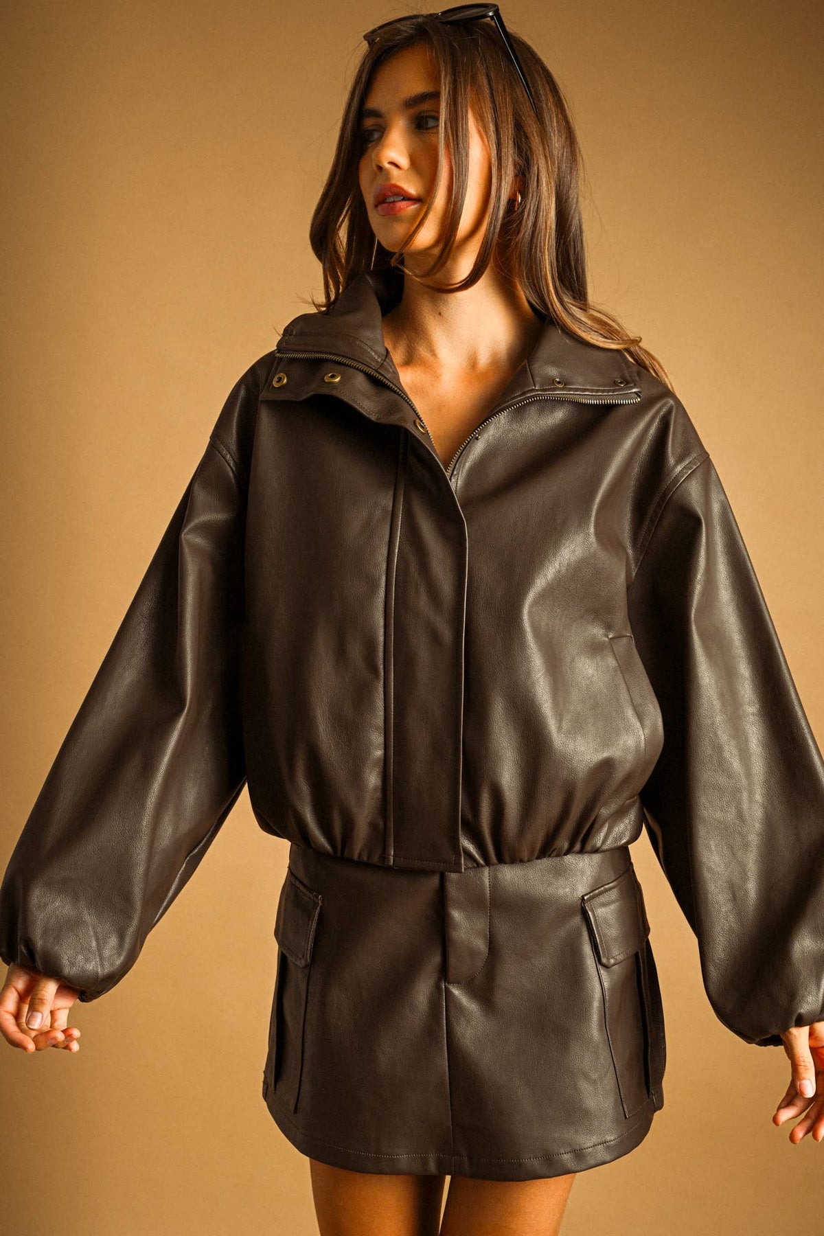 MIOU MUSE -  FAUX LEATHER BALLON JACKET