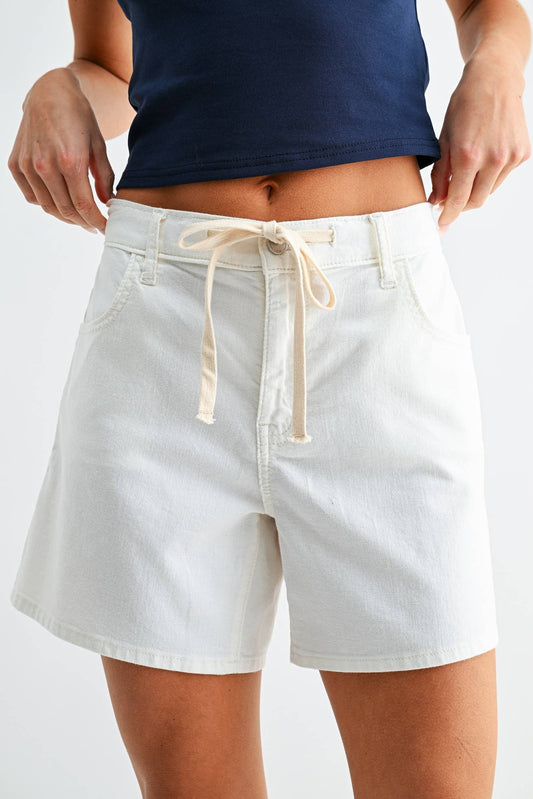 JBD -  Lightweight Linen Tie Waist Longer Short