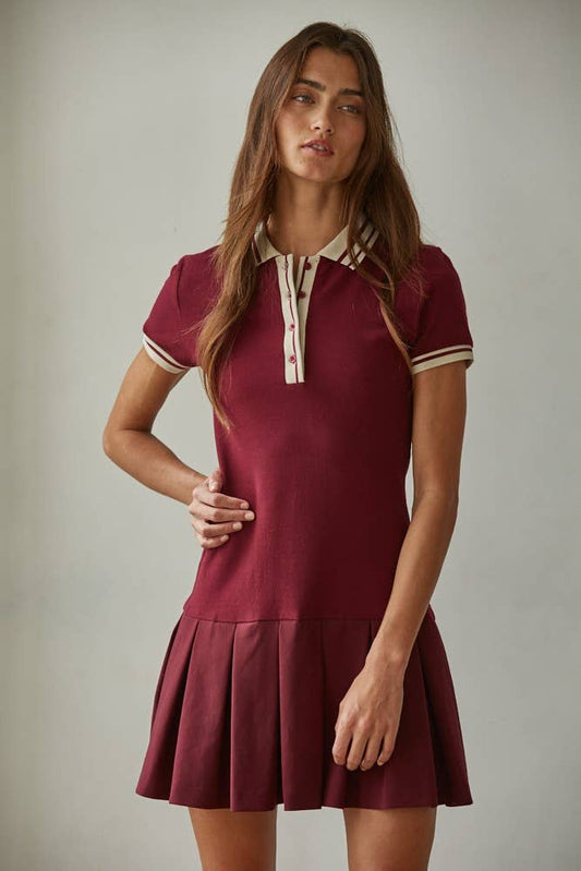 By Together - Woven Cotton Pleated Mini Shirt Dress
