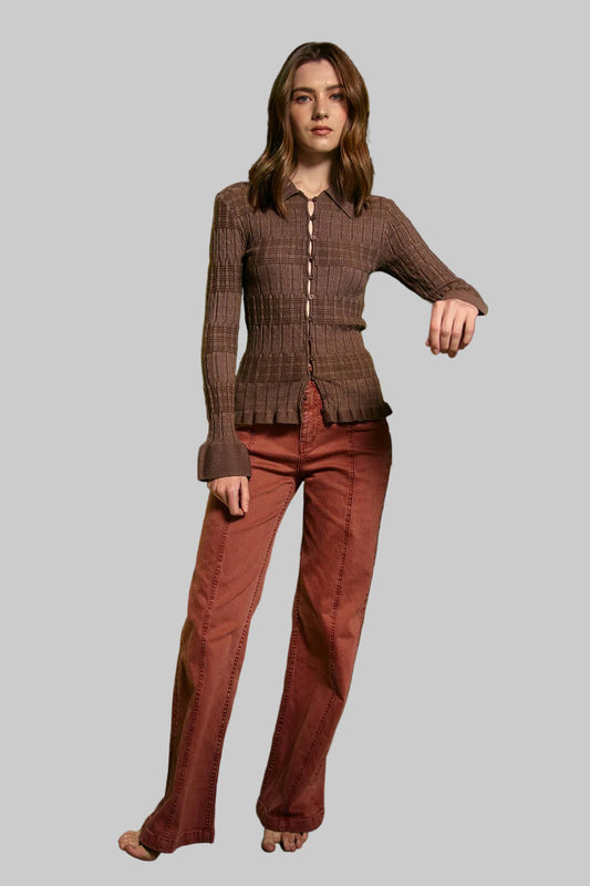 RAISONNEL - Knitted Collar Cardigan