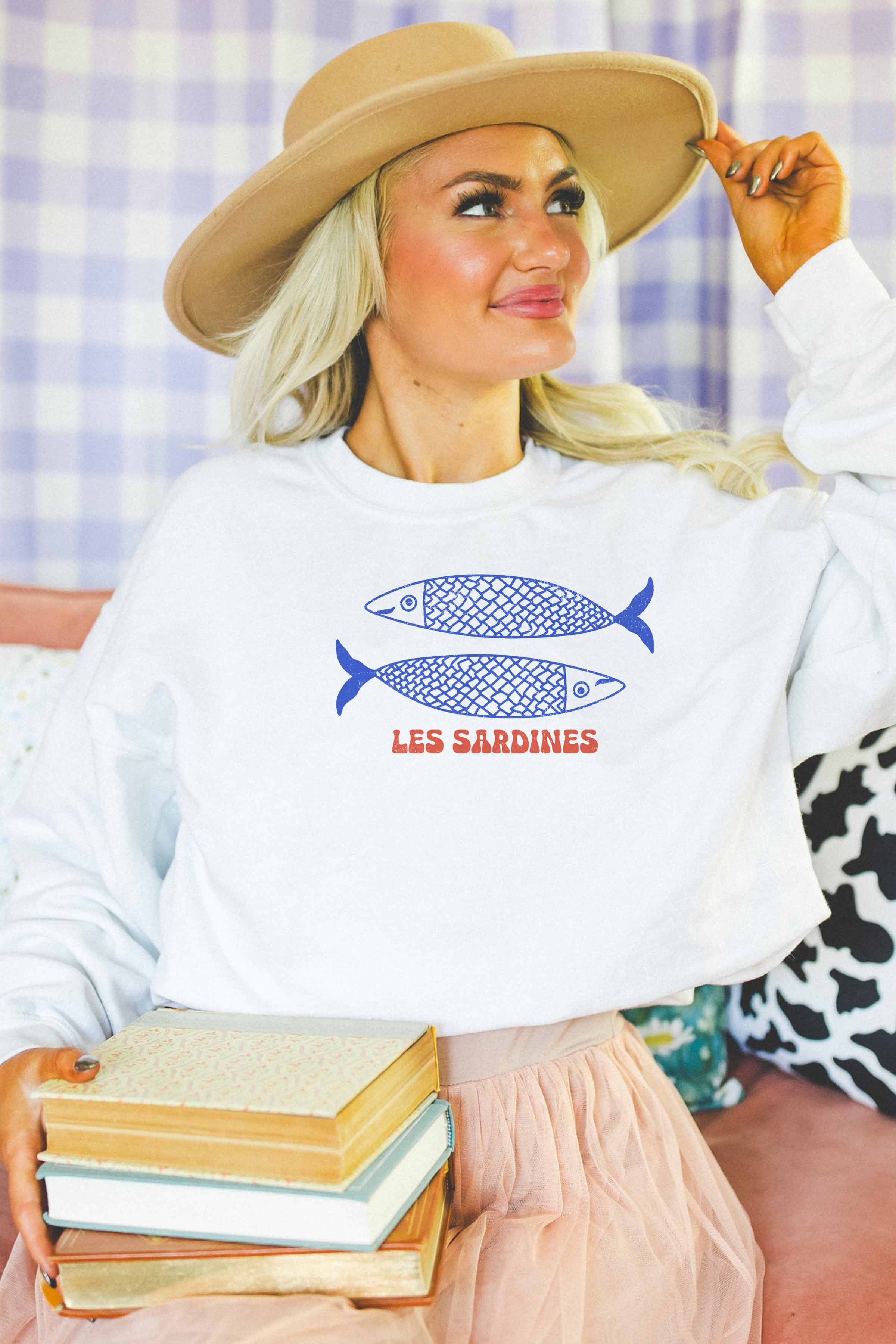 Less Sardines Oversized Graphic Sweatshirt