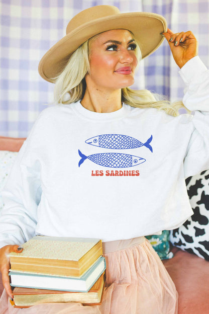 Less Sardines Oversized Graphic Sweatshirt