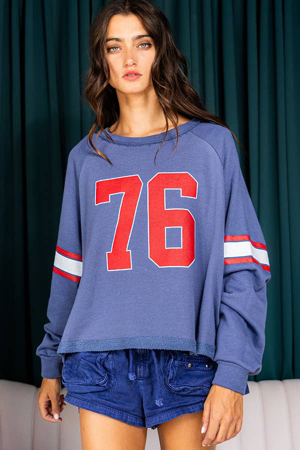 76 Graphic Retro Sporty Sweatshirt