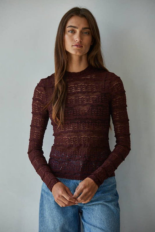 By Together - Lace Mock Turtleneck Top