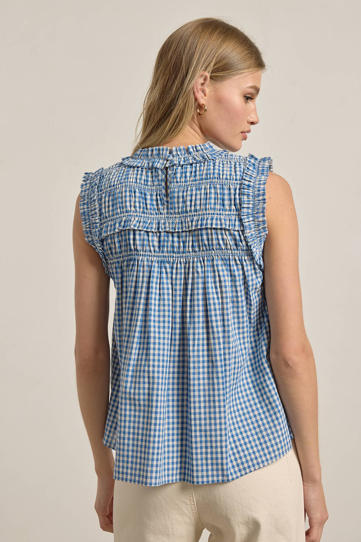 RAISONNEL - GINGHAM RUFFLE BLOUSE