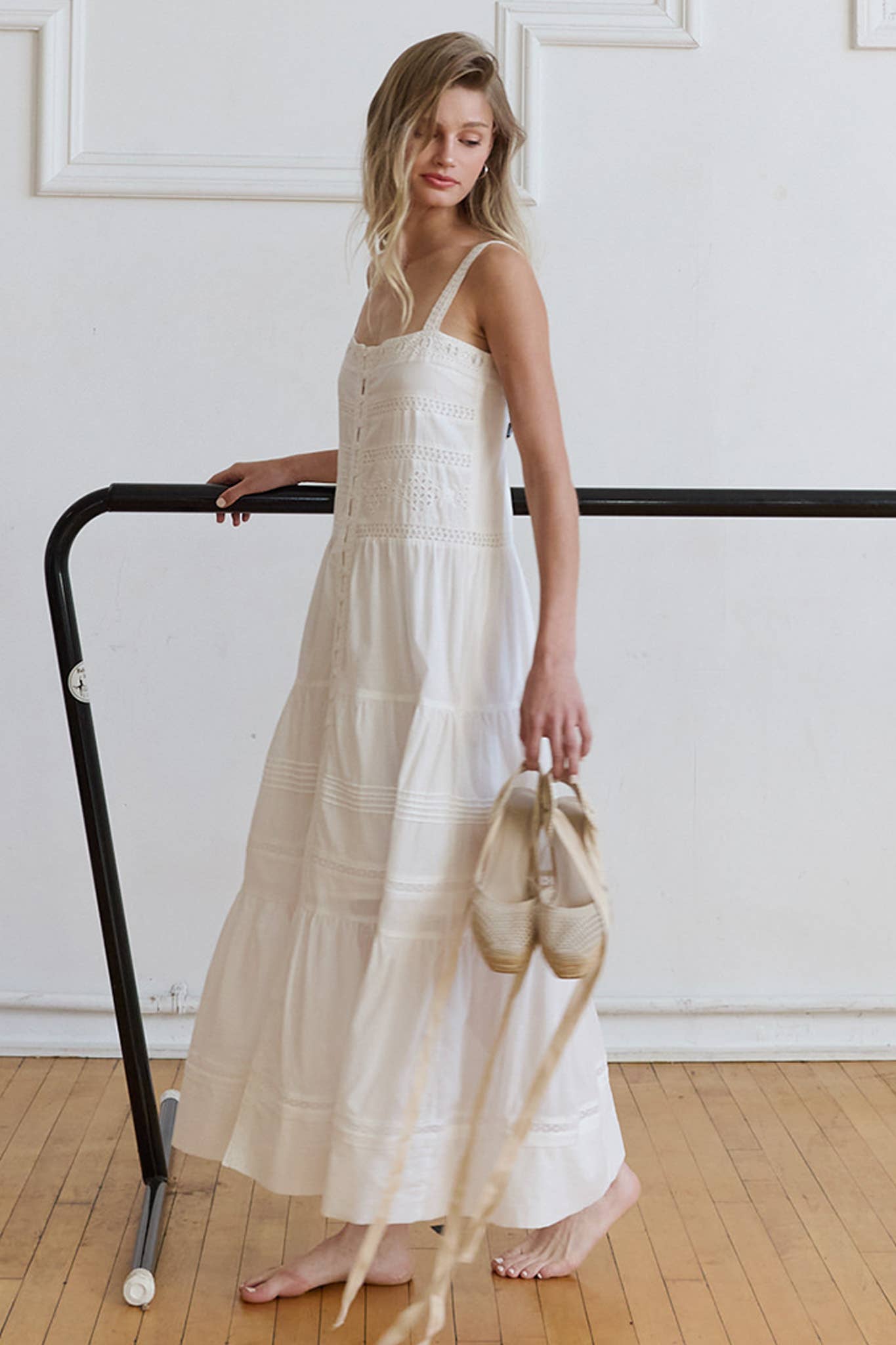 RAISONNEL - Romantic Tiered Woven Maxi with Lace Trim