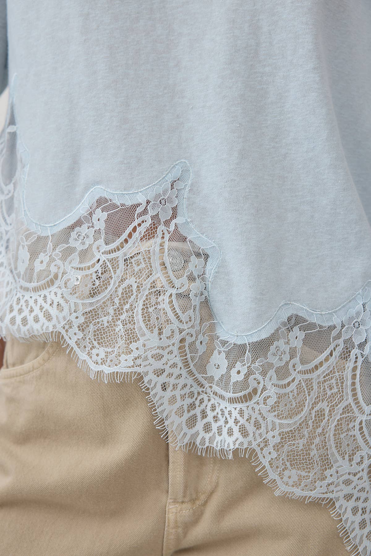 RAISONNEL - Slub Knit Lace Hem Tee - RTK1154