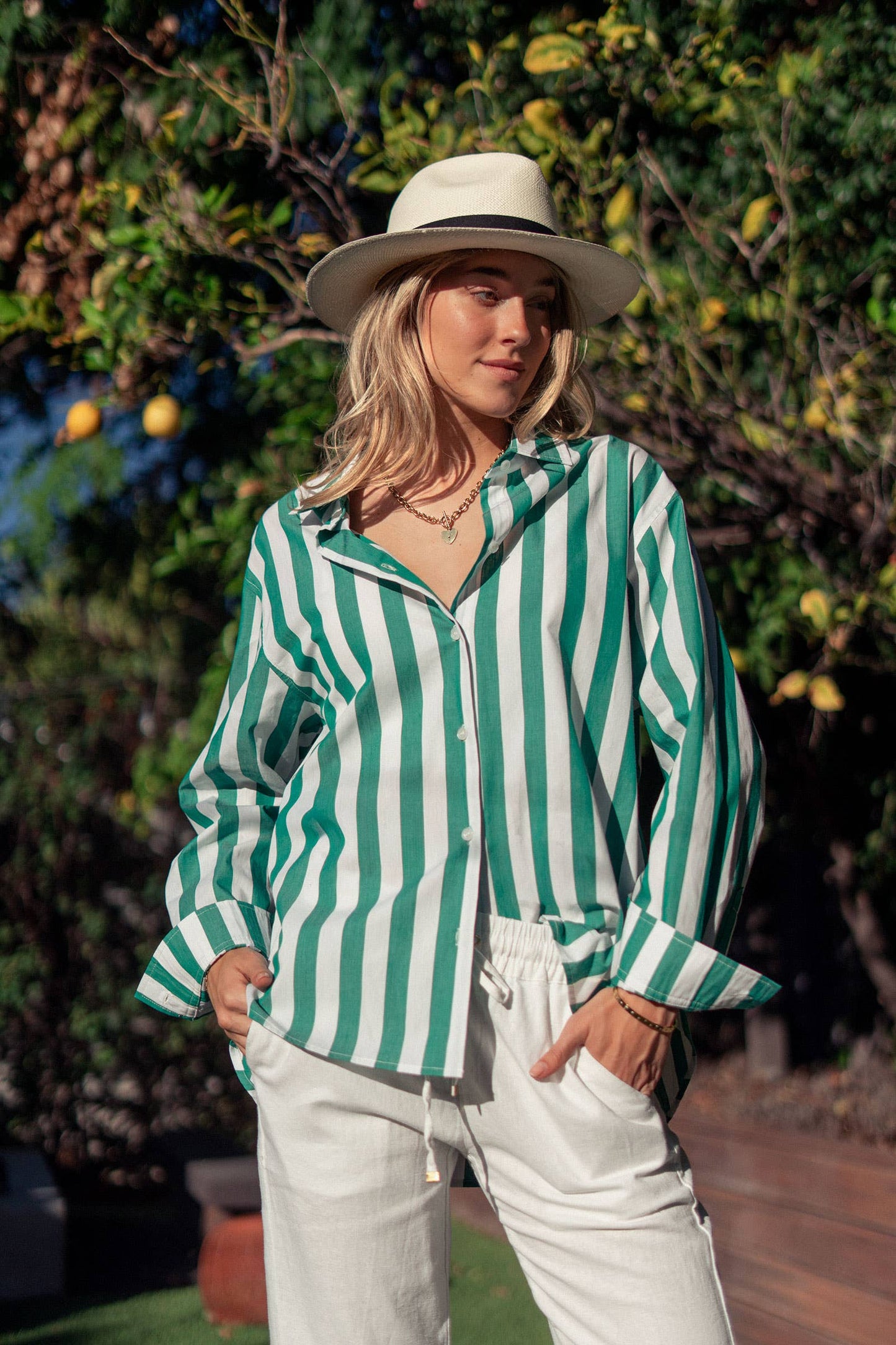 Urban Daizy - Oversized Stripe Button Down Collared Shirt