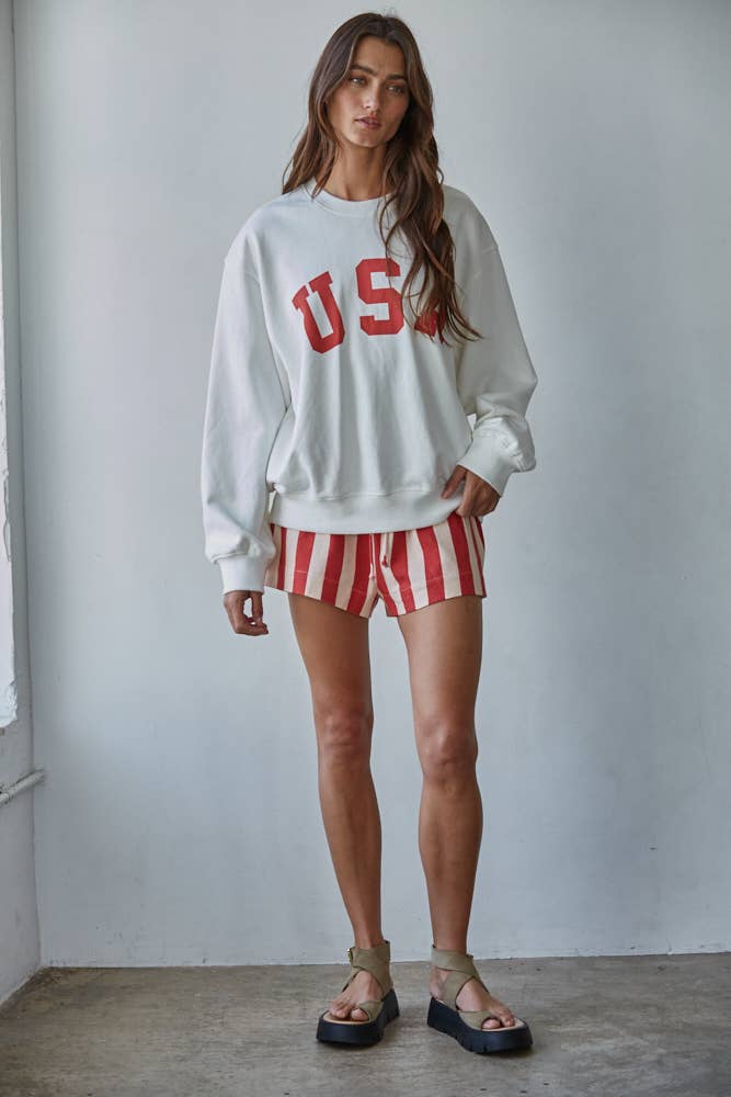 By Together -Knit Cotton Polyester French Terry Crew USA Pullover