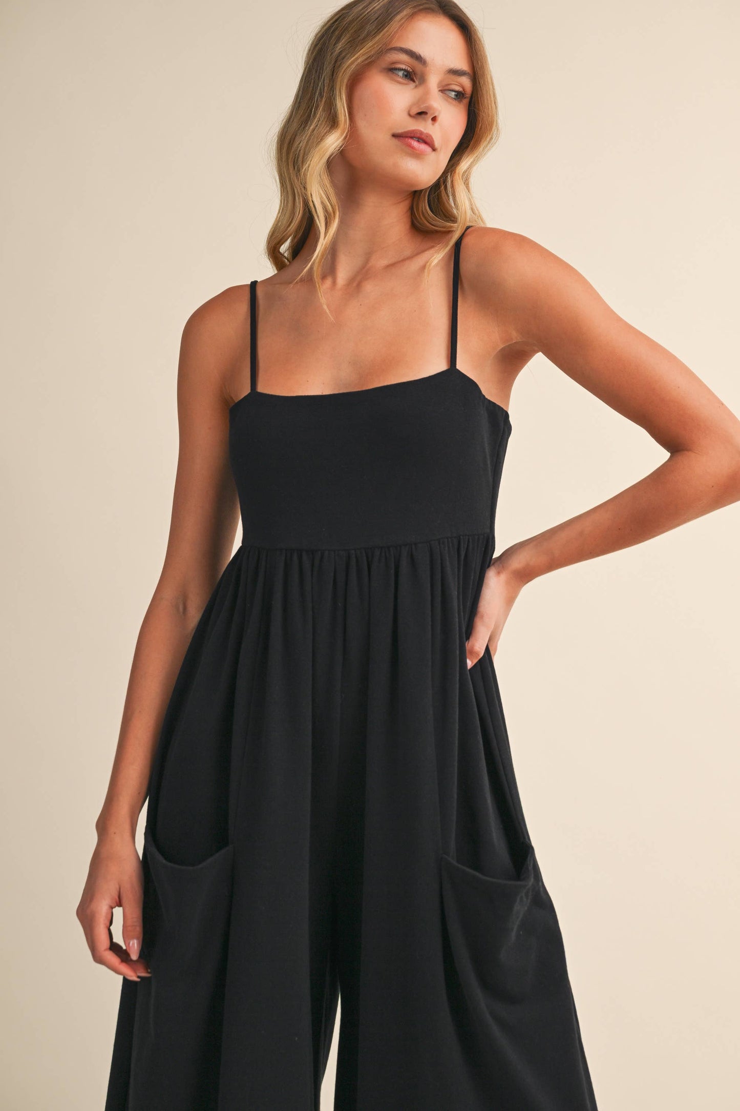 Klesis -STRAPPY EMPIRE-WAIST WIDE-LEG JUMPSUIT