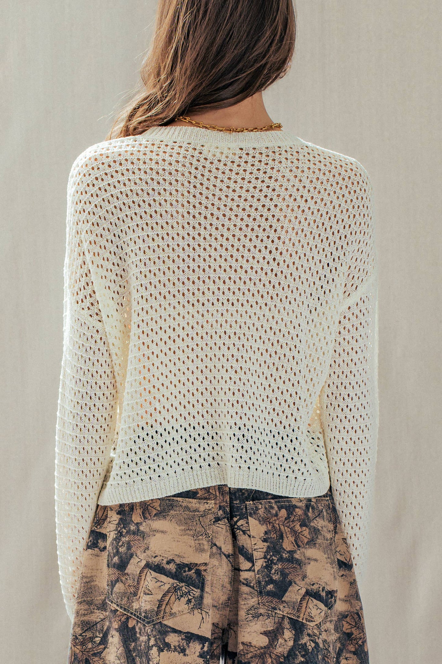 Urban Daizy - Patriotic American Flag Open Knit Sweater